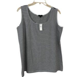 Talbots NEW Black White Striped Tank Top Plus Size X Pima Cotton Blend Casual